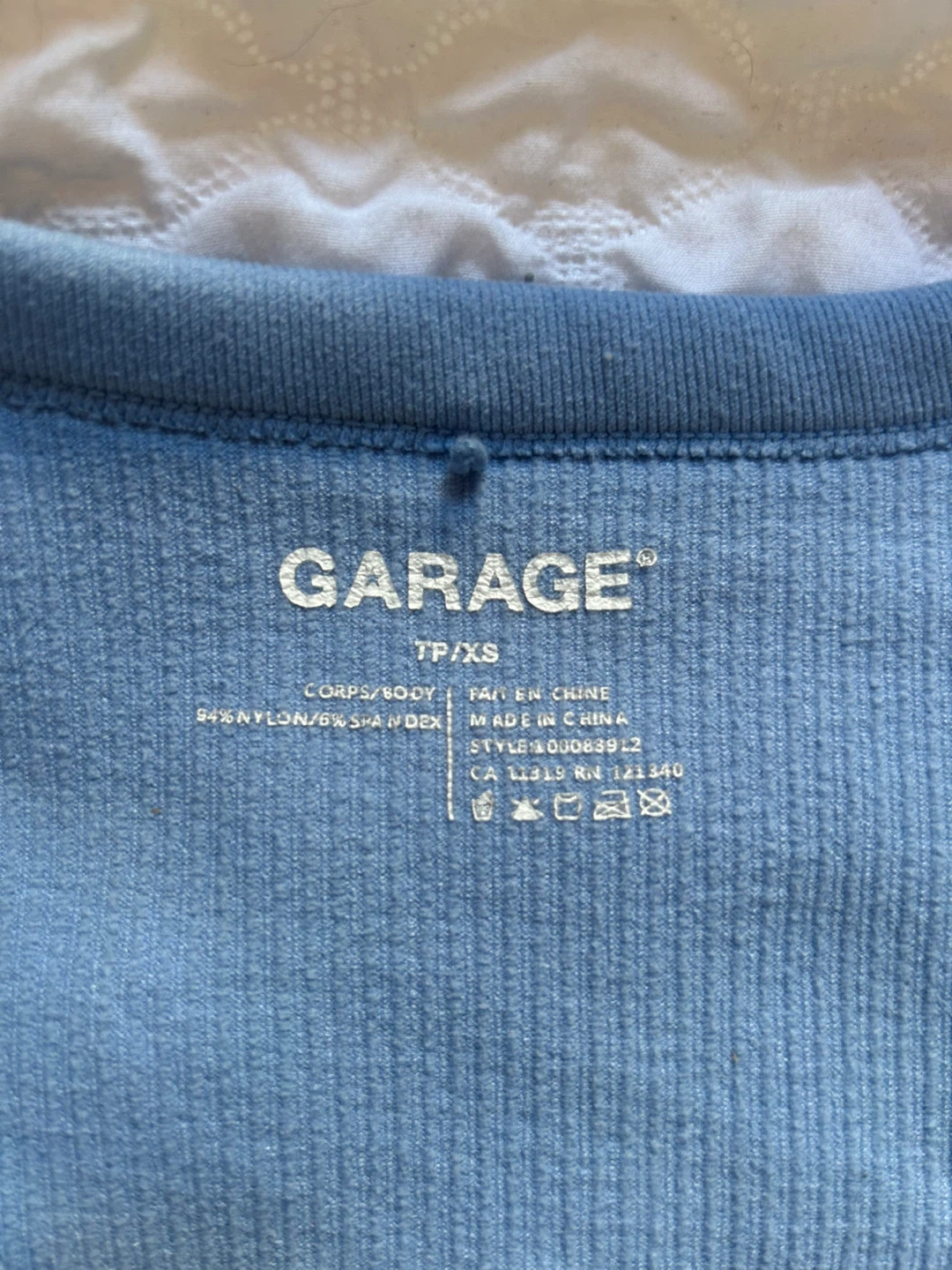 Garage Blue Ribbed V-Neck Long Sleeve Top - photo 2