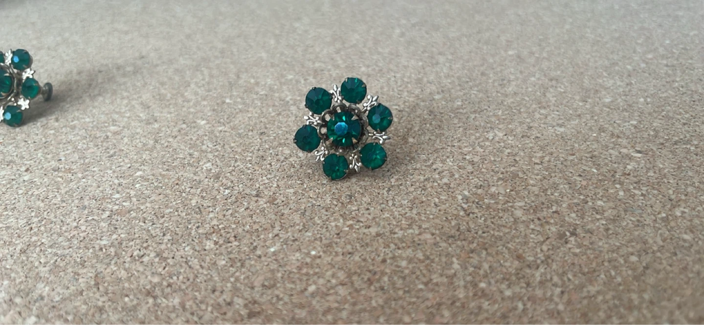 Green Gem Flower Earrings - photo 2