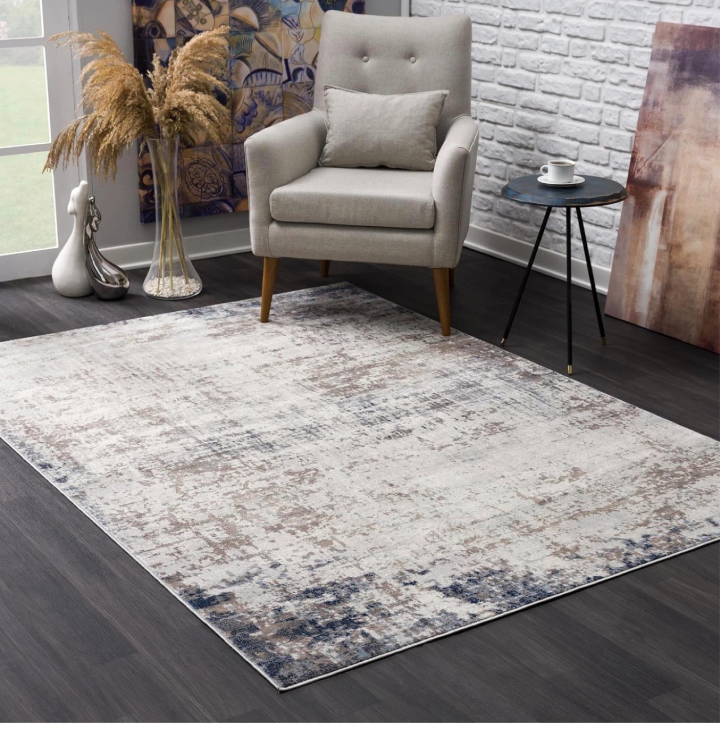 NEW - Rug Branch Maru Abstract Area Rug - 5'3” x 7’7”Cream Navy - photo 3