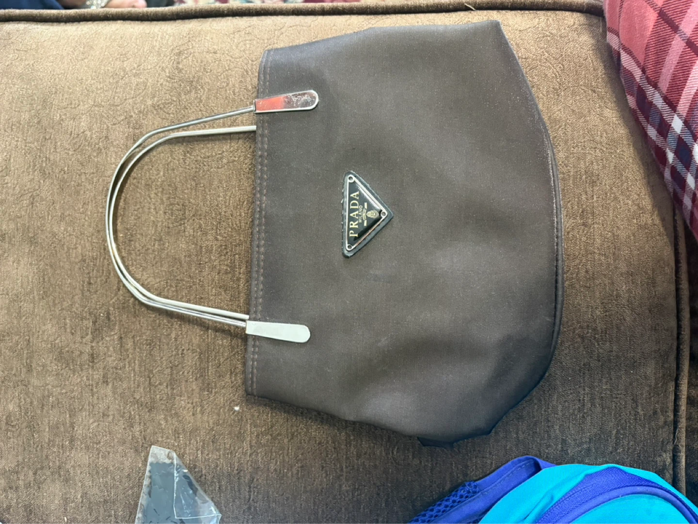 Prada Dark Brown Nylon Top Handle Bag