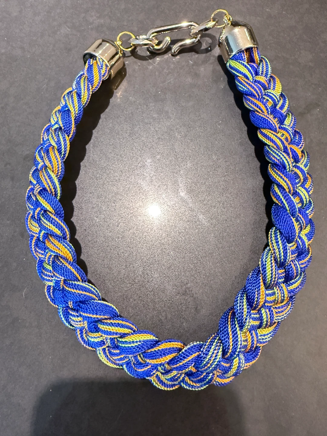 Braided Blue, Yellow & Orange Necklace