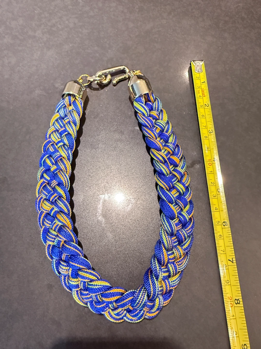 Braided Blue, Yellow & Orange Necklace - photo 2