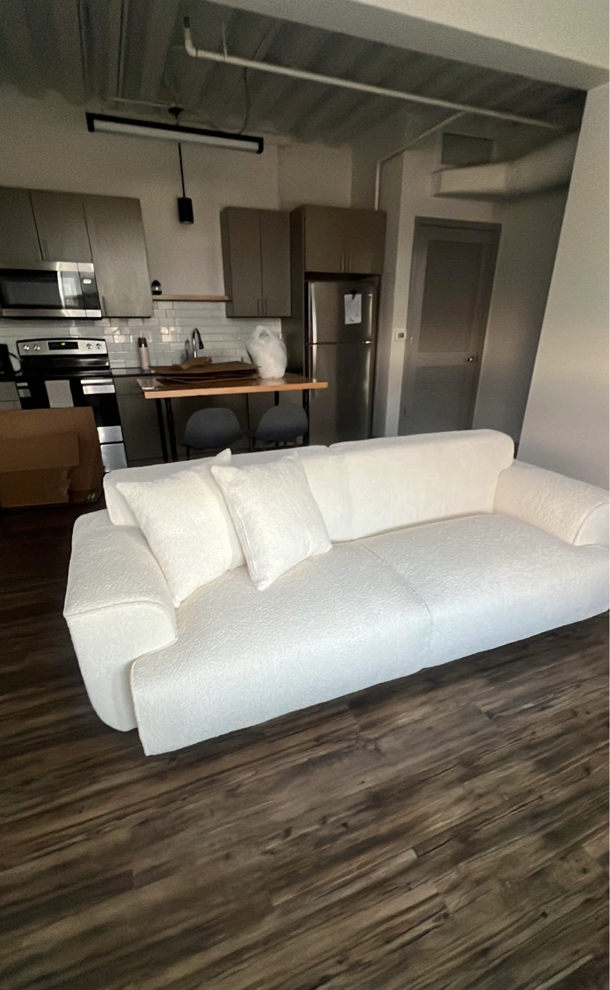White Boucle Sofa