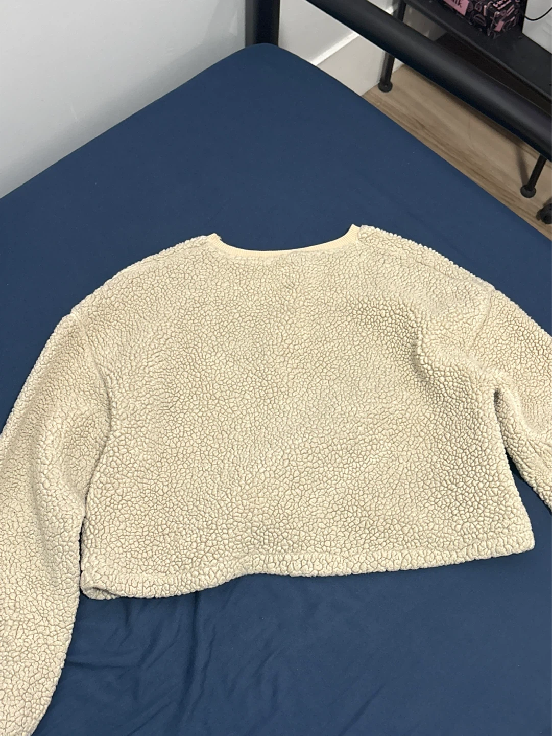 Cream Fleece Cropped Sweater