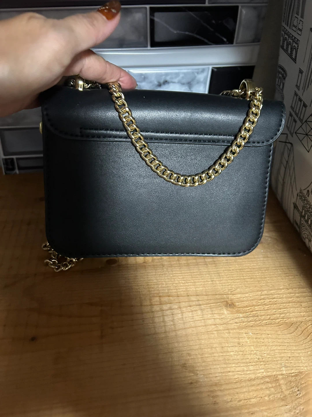Charles & Keith Black Crossbody Bag with Gold Chain - photo 5