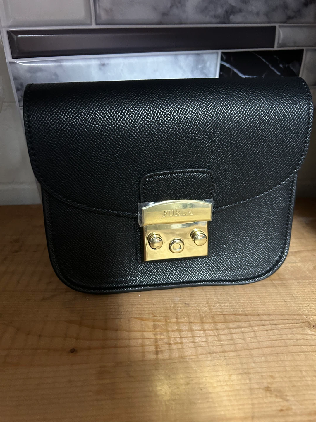 Charles & Keith Black Crossbody Bag with Gold Chain