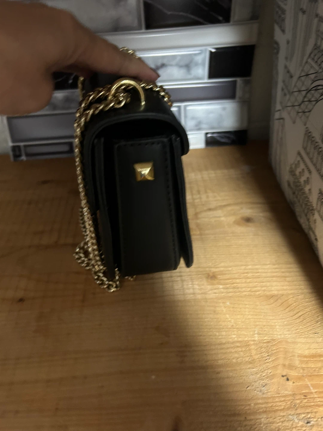Charles & Keith Black Crossbody Bag with Gold Chain - photo 4
