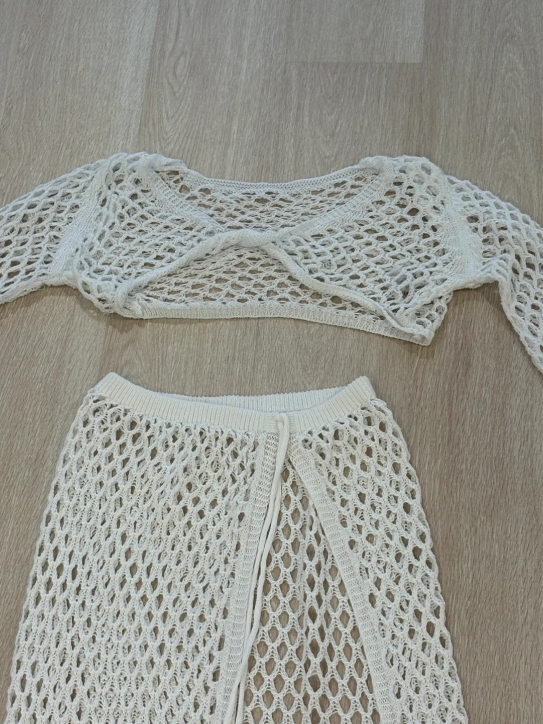 White Crochet Mesh Cover-Up Set - photo 2