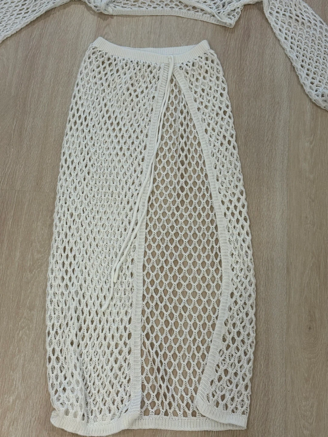 White Crochet Mesh Cover-Up Set - photo 3