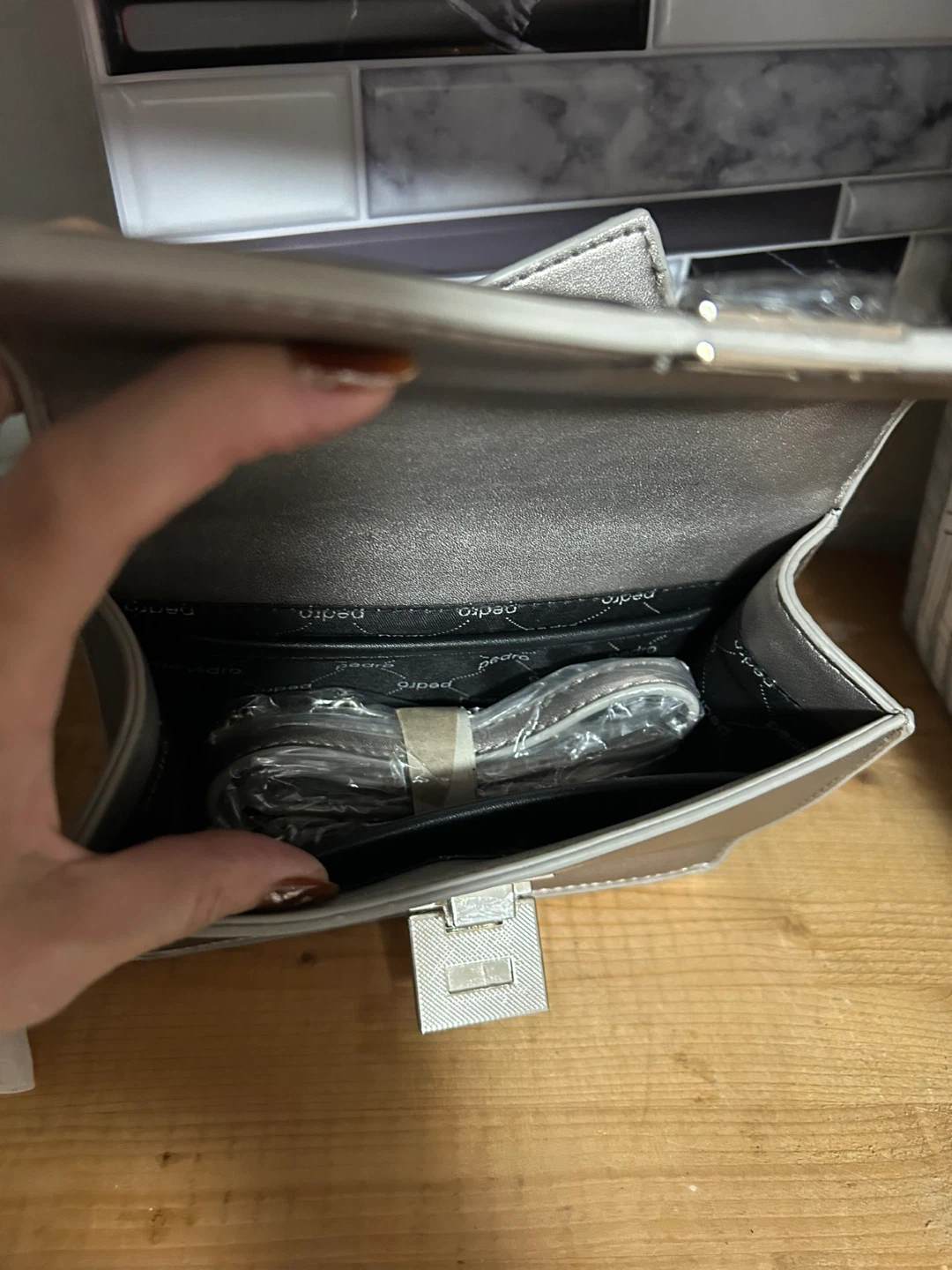 Pedro Metallic Silver Shoulder Bag - photo 5