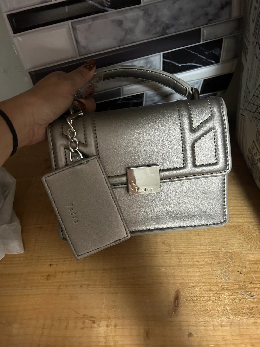 Pedro Metallic Silver Shoulder Bag - photo 2