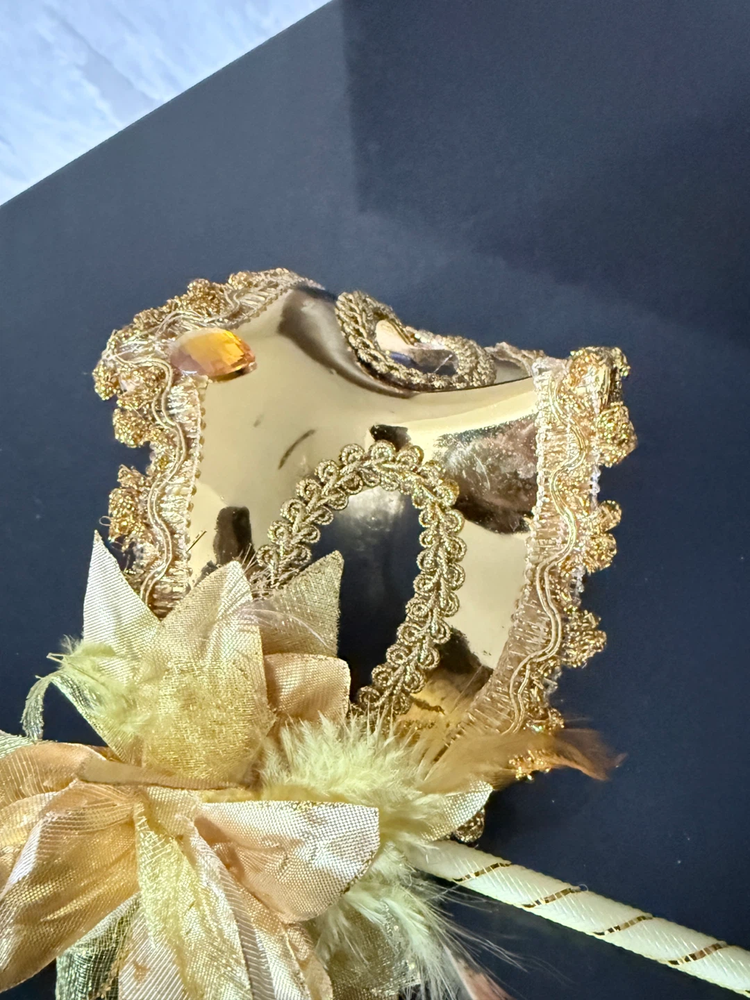 Gold Masquerade Mask with Stick - photo 4