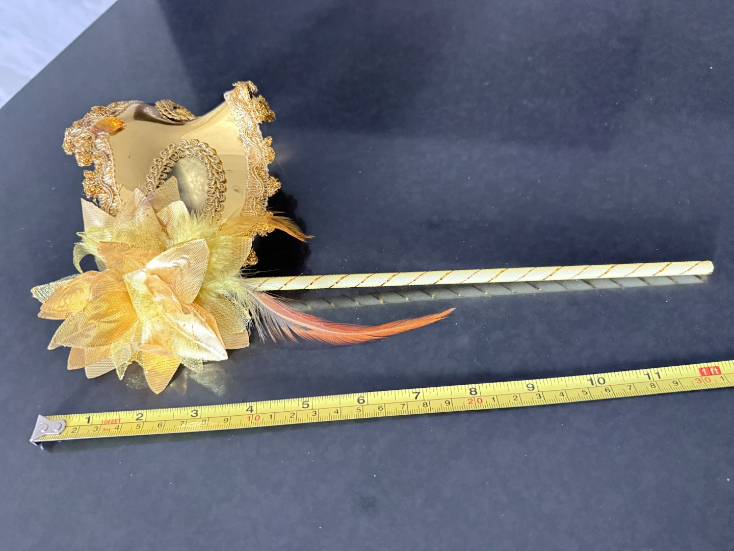 Gold Masquerade Mask with Stick - photo 3
