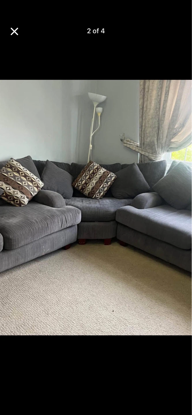 Grey Sectional Sofa with Pillows