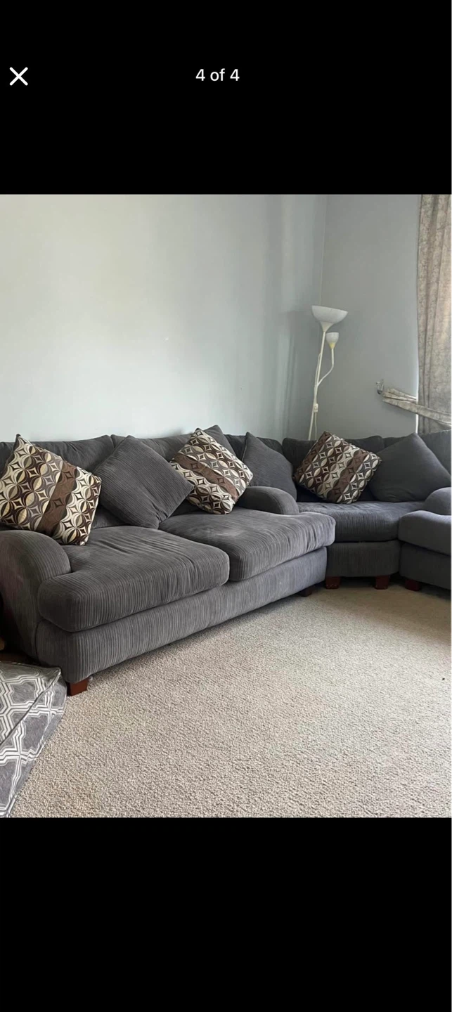 Grey Sectional Sofa with Pillows - photo 2