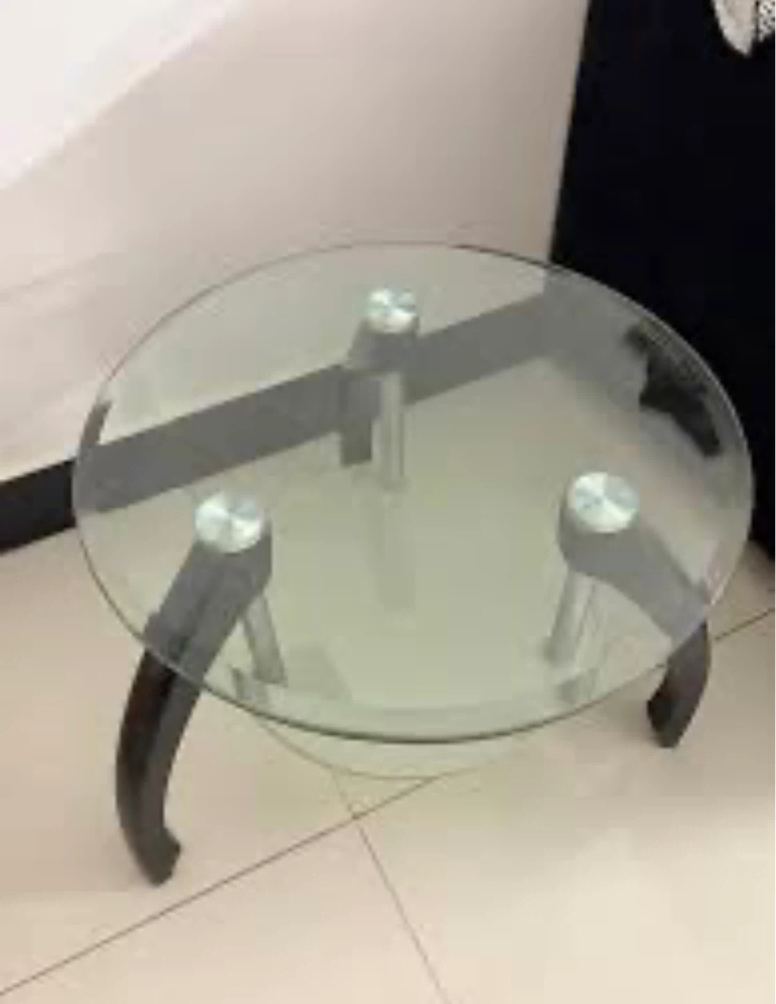 3 piece, Oval glass coffee table with two side tables - photo 3