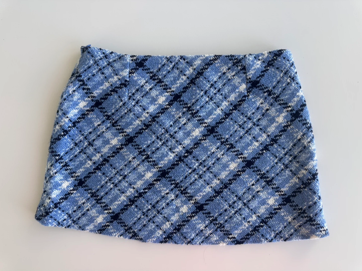 Blue Plaid Tweed Mini Skirt - photo 2