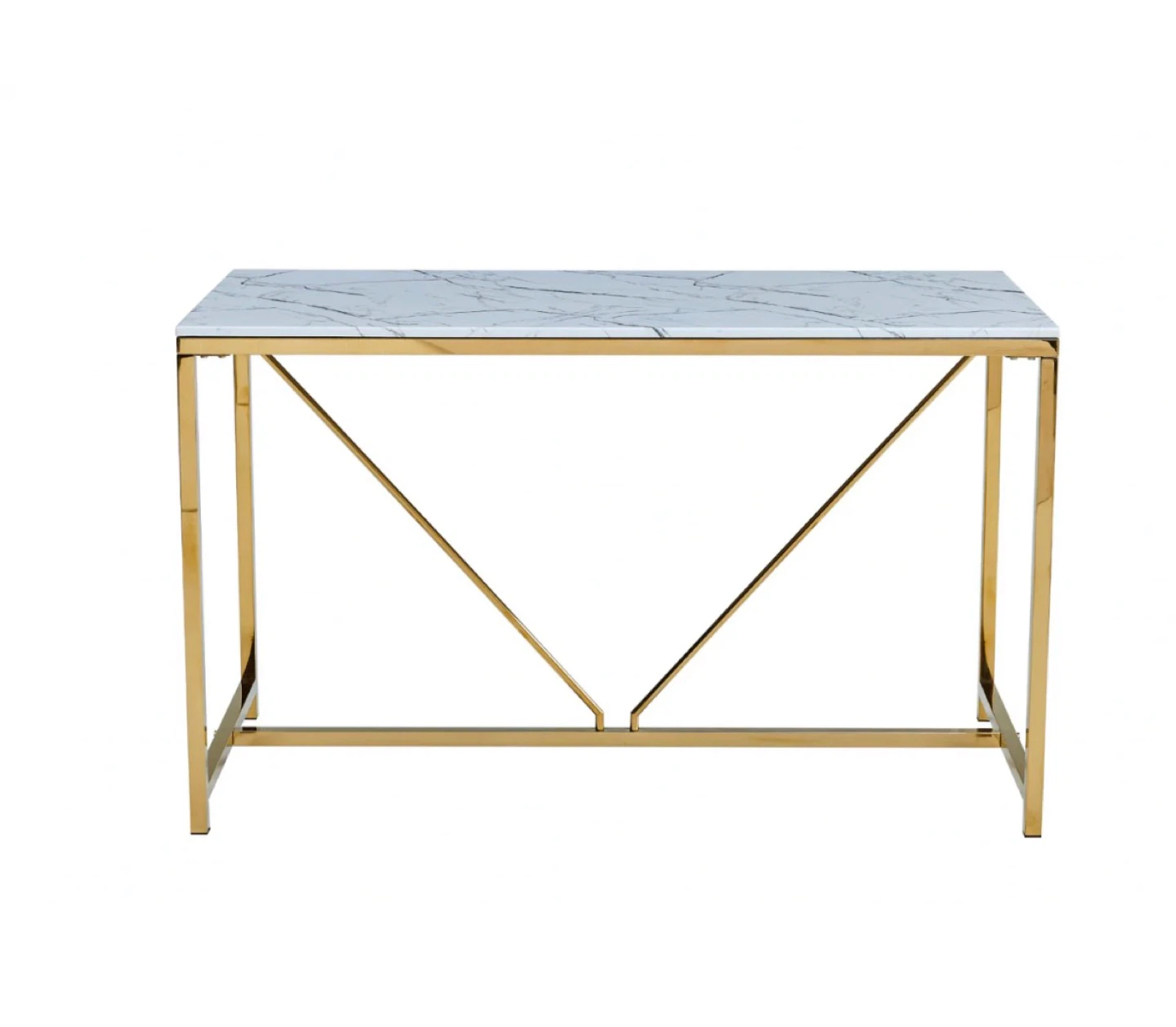 Bar Table - Marble Top & Gold Steel Frame