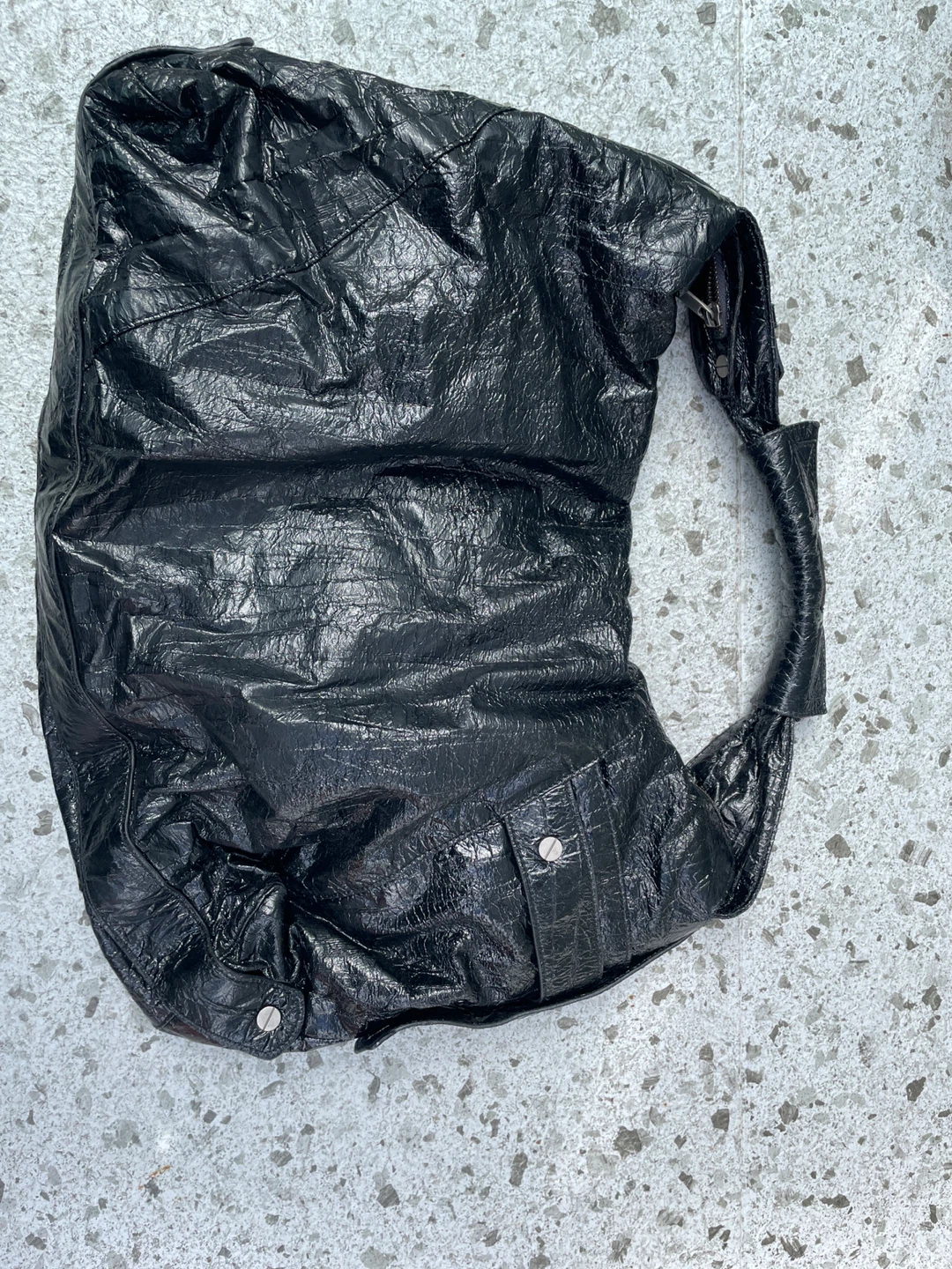 Vintage Matt nat Black Leather Hobo Bag - photo 2