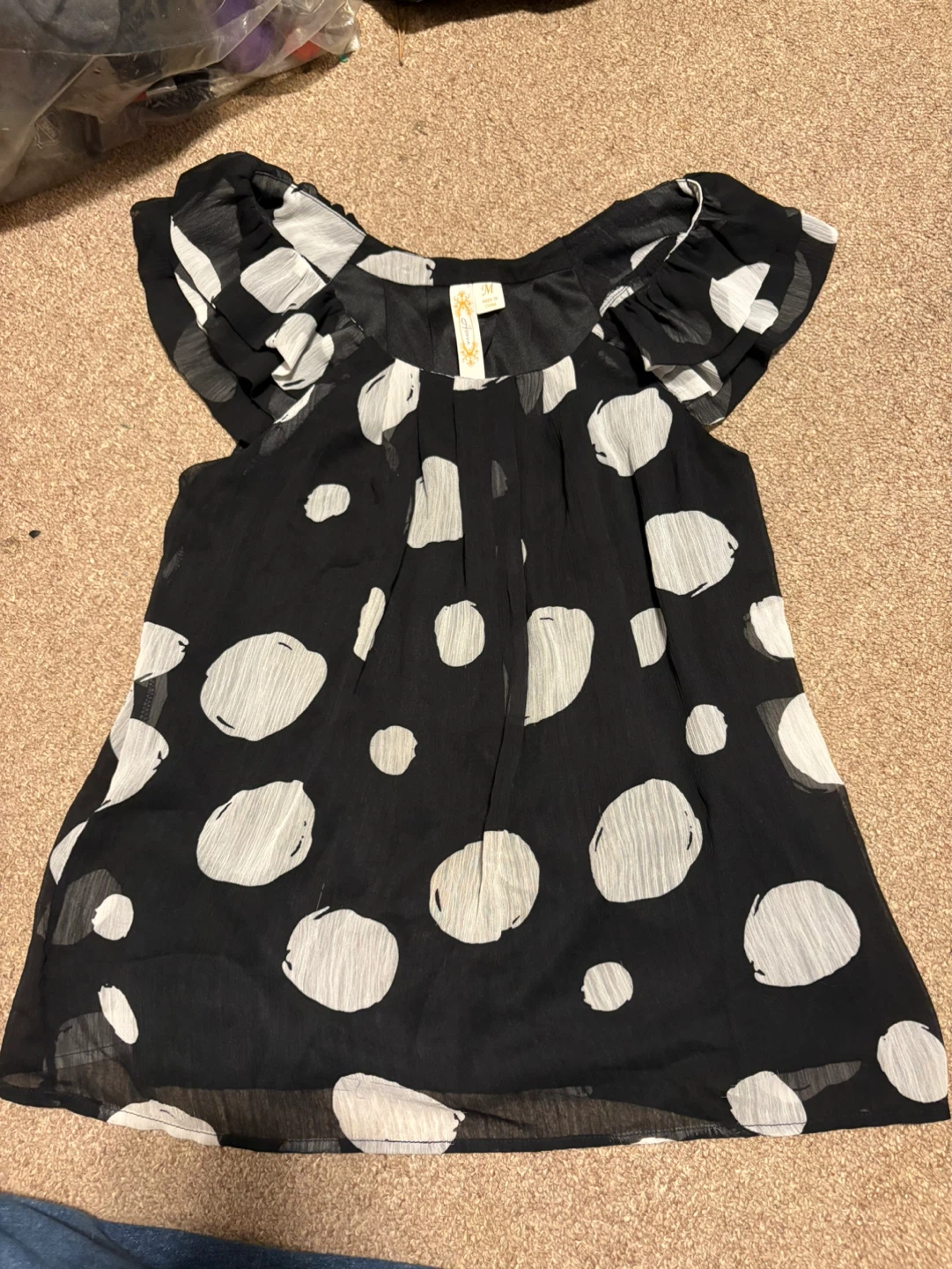 DIVA Women's Black and White Polka Dot Top - Size M