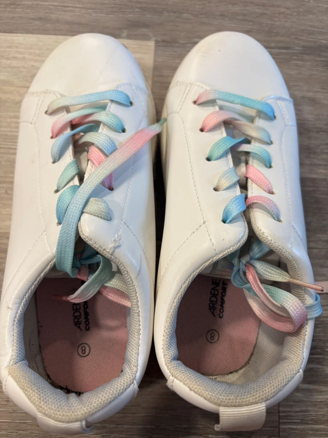 White Ardenes Comfort Sneakers with Tie-Dye Laces - Size 8