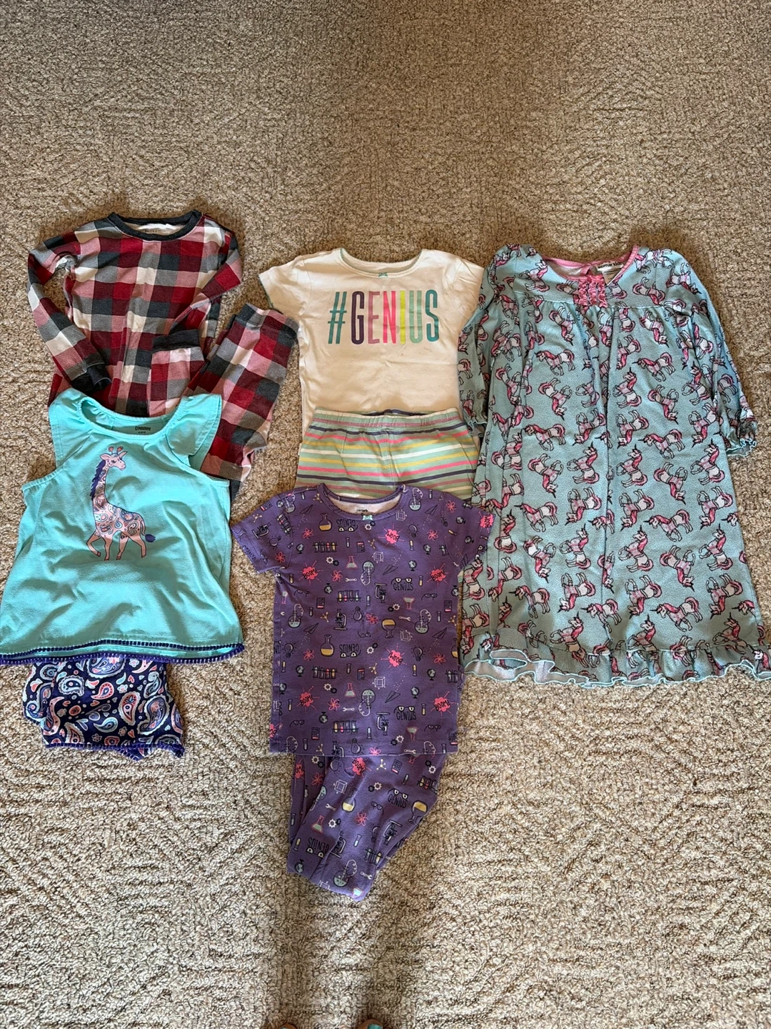 Girls Pajama Set - Unicorns, Giraffe, Science