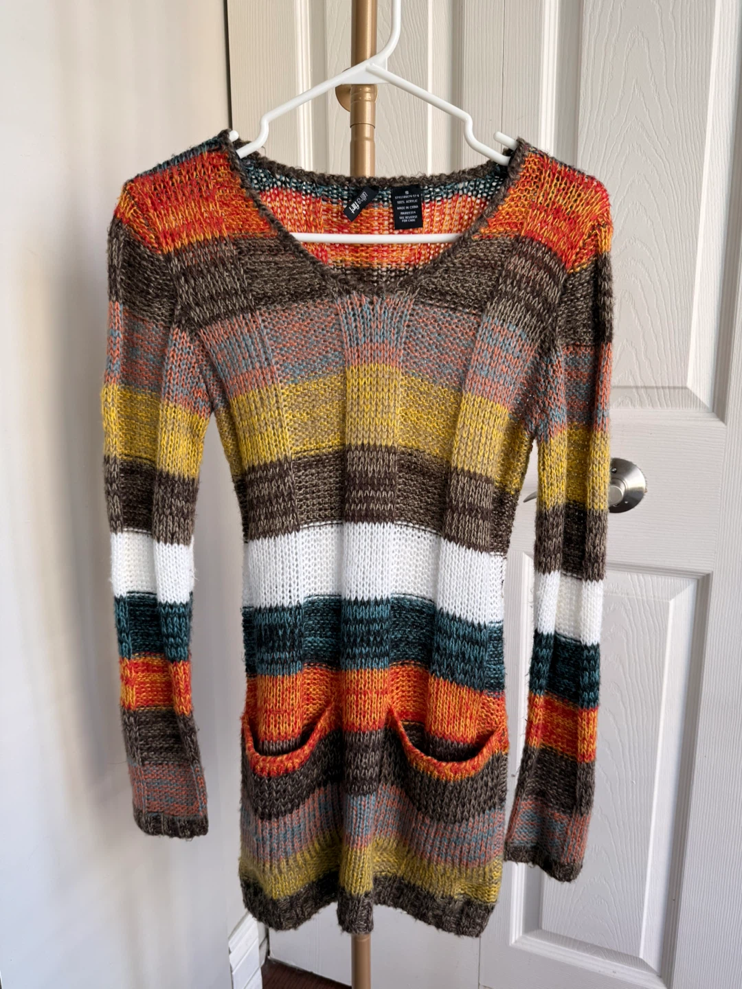 Ultra Flirt Striped Acrylic Sweater Dress