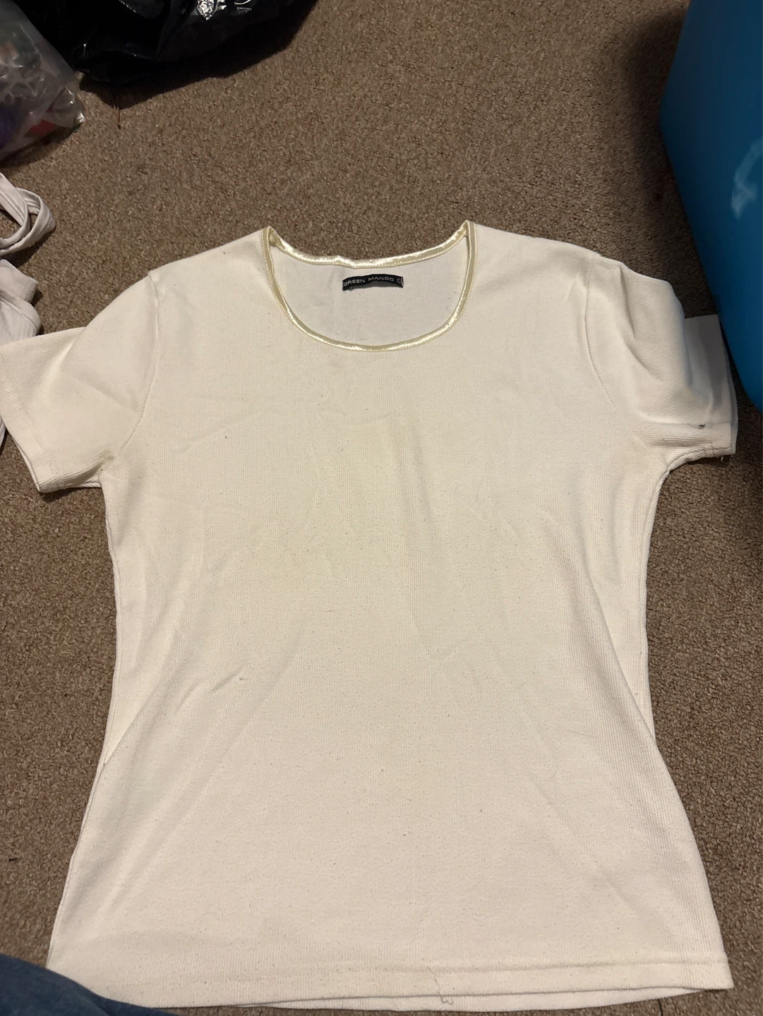 Green Mango Cream Ribbed Top