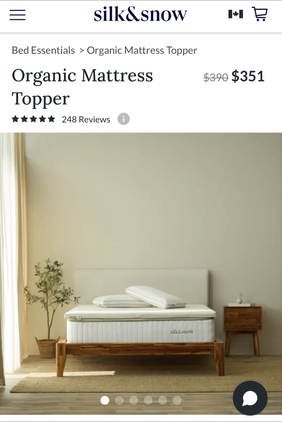 New Silk & Snow Organic Mattress Topper