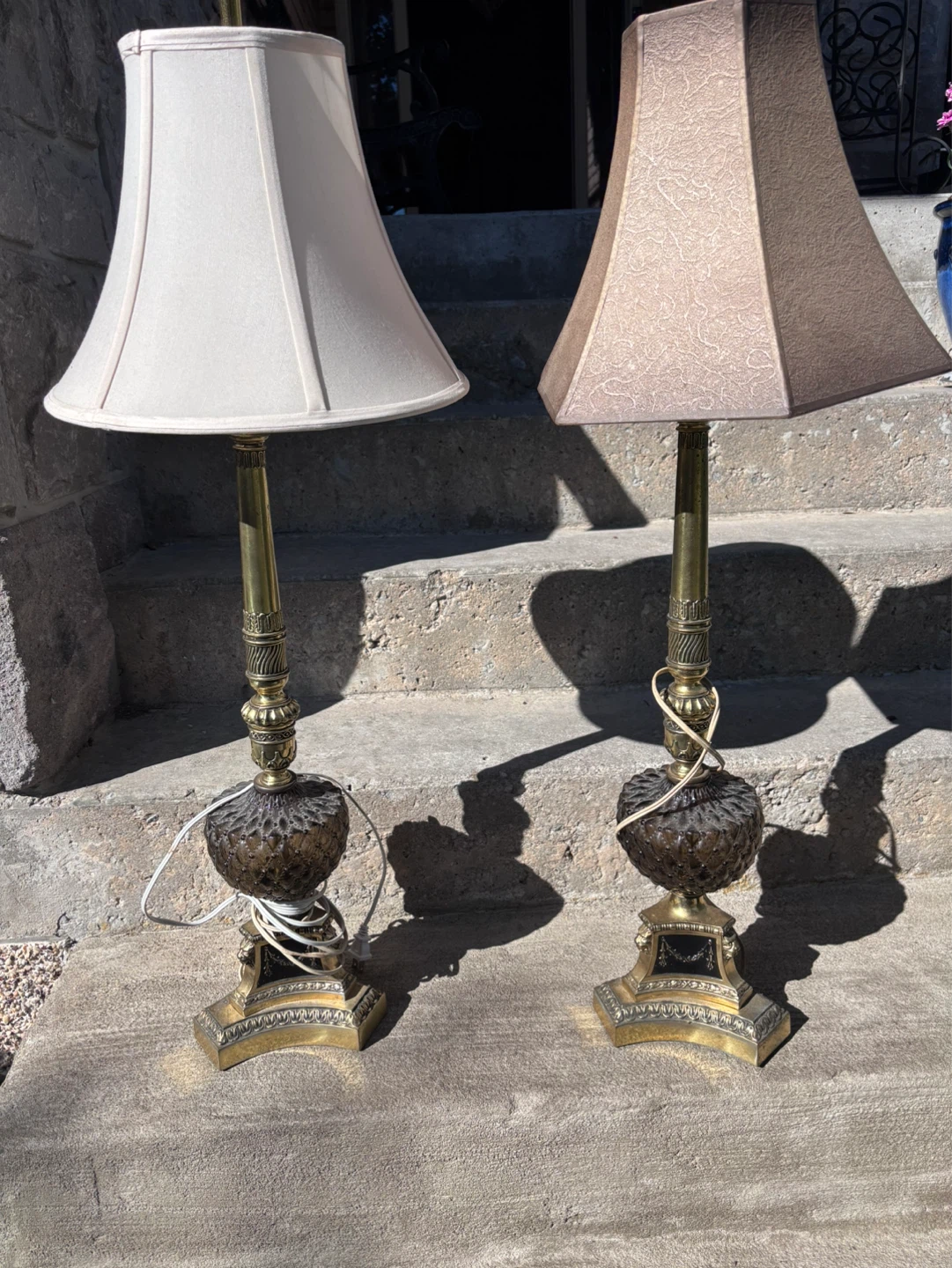 Vintage Brass Table Lamps (Set of 2)