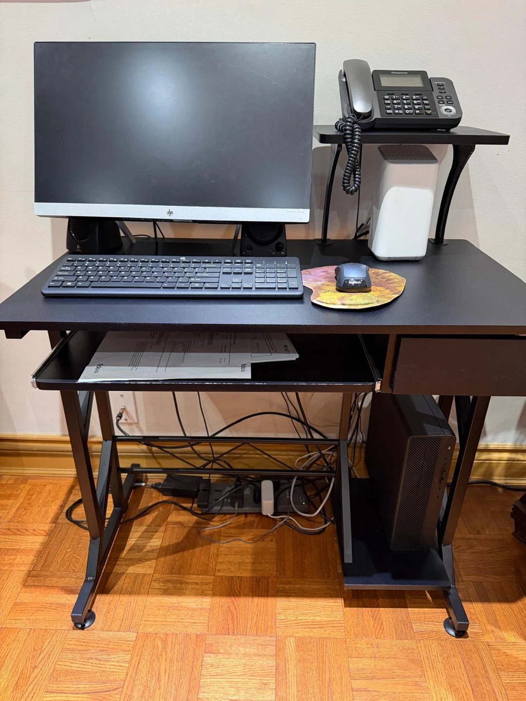 Computer Desk with Keyboard Tray & Storage Shelf - $60