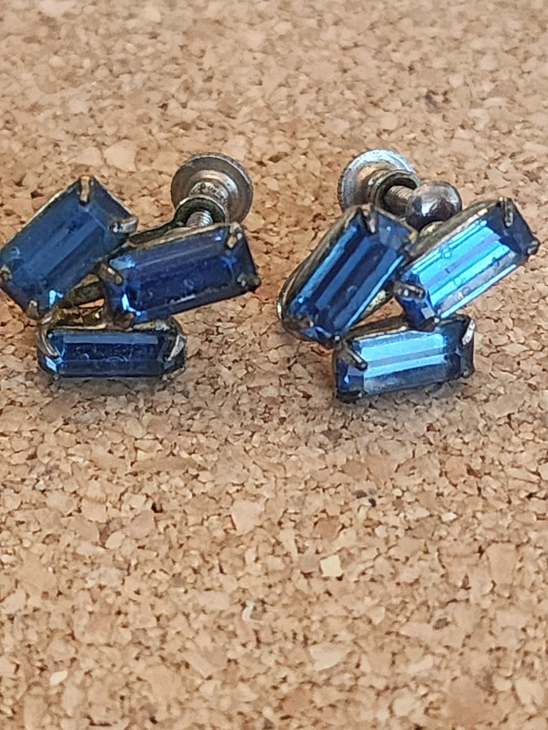 Blue Rhinestone Screw-Back Earrings - photo 2
