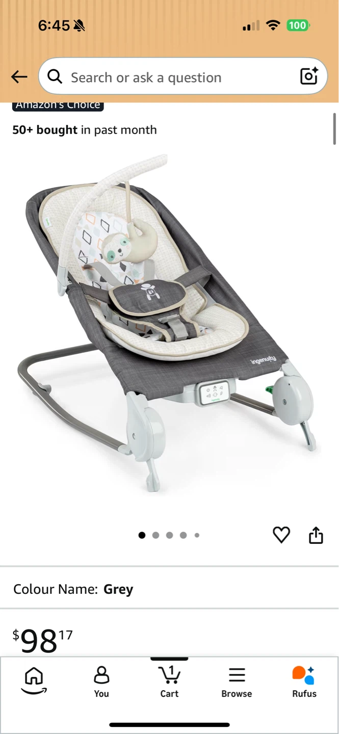 Ingenuity Baby Bouncer - Grey