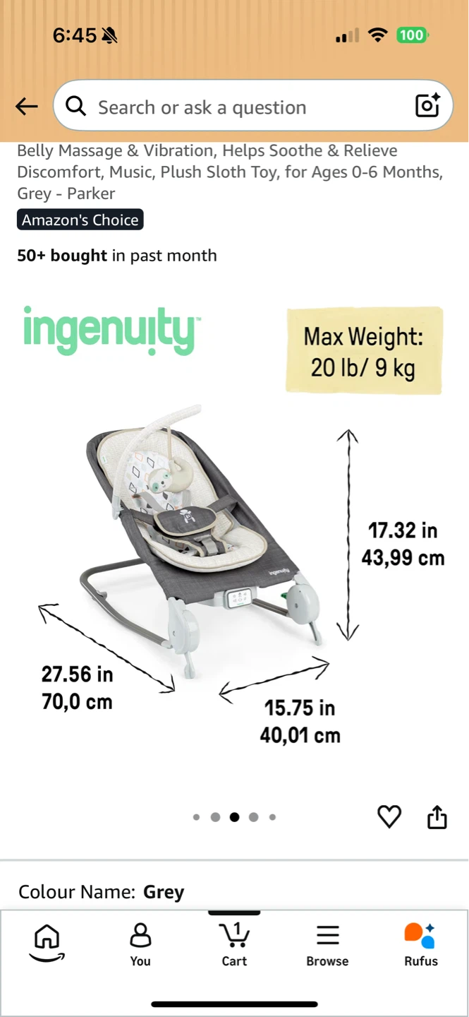 Ingenuity Baby Bouncer - Grey - photo 2