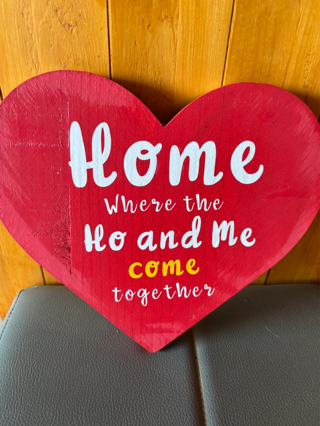Heart shaped wooden sign