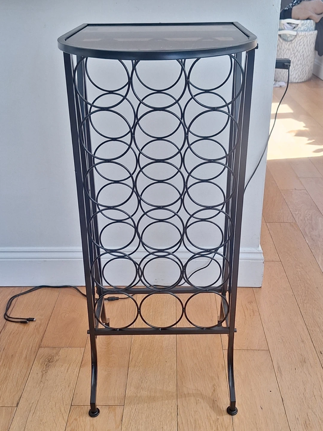 Tall Metal Wine Rack with Glass Top - photo 2
