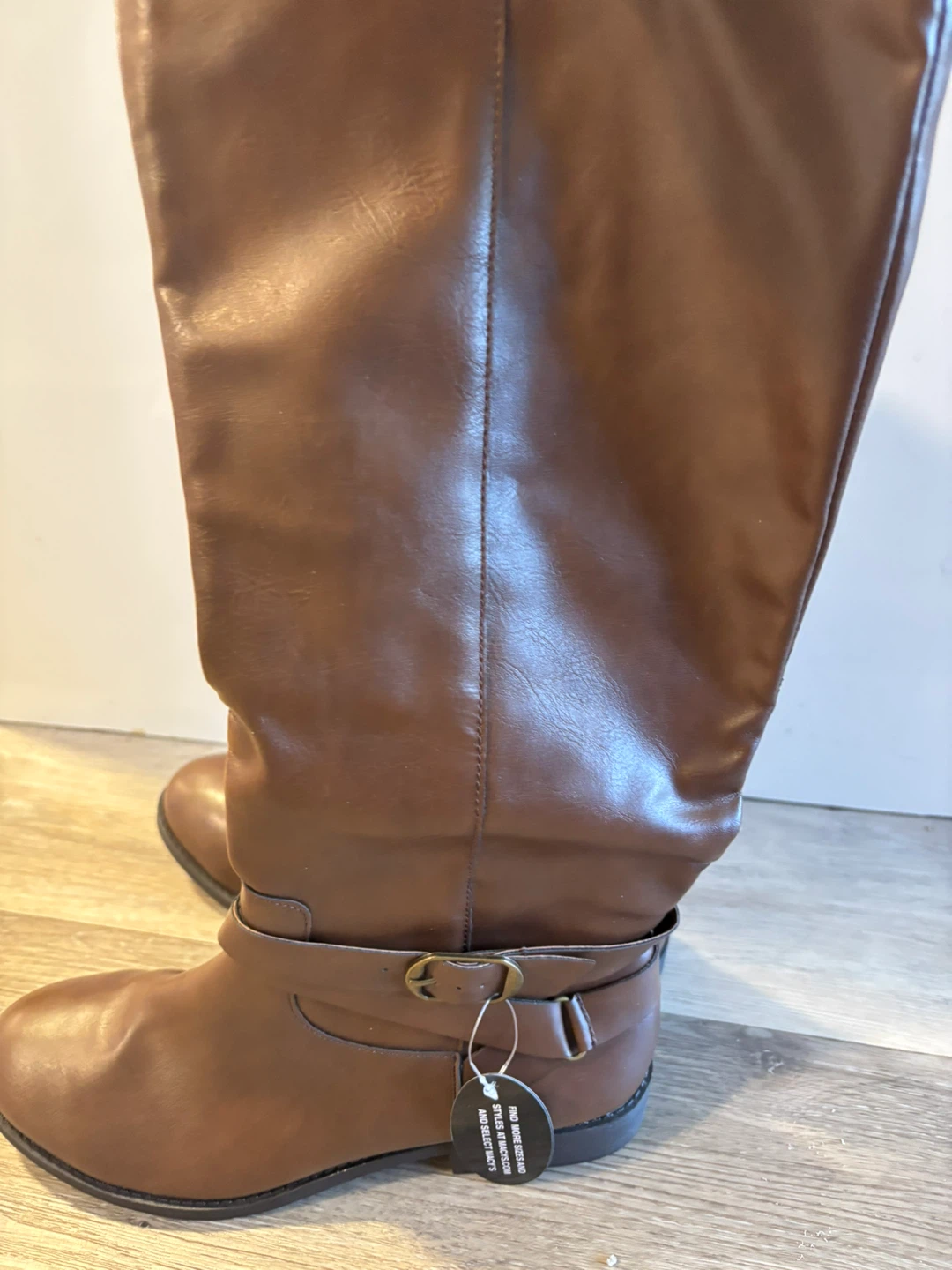 Brown Faux Leather Knee-High Boots - photo 3