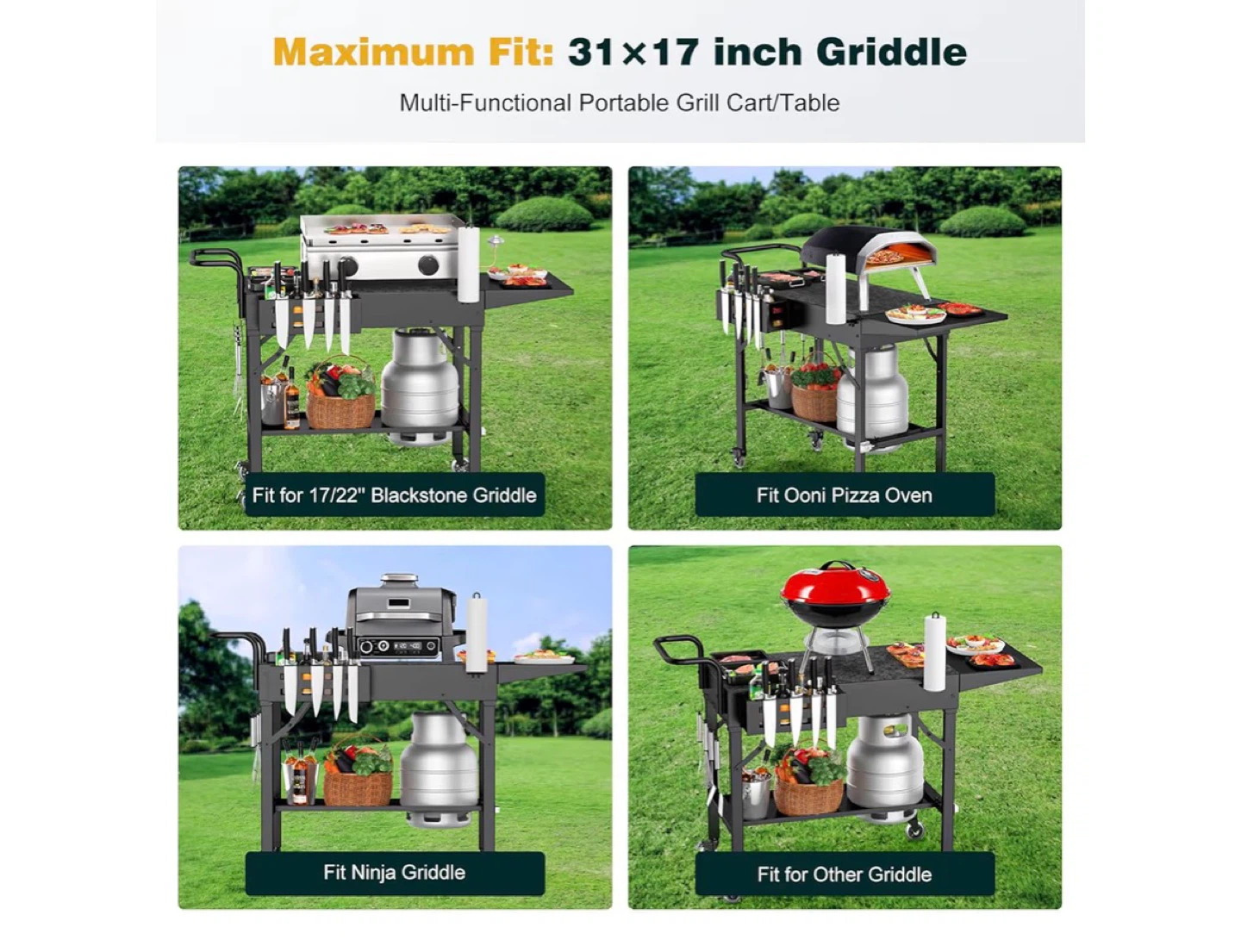 RAYNESYS Portable Folding Grill Cart Table - photo 4