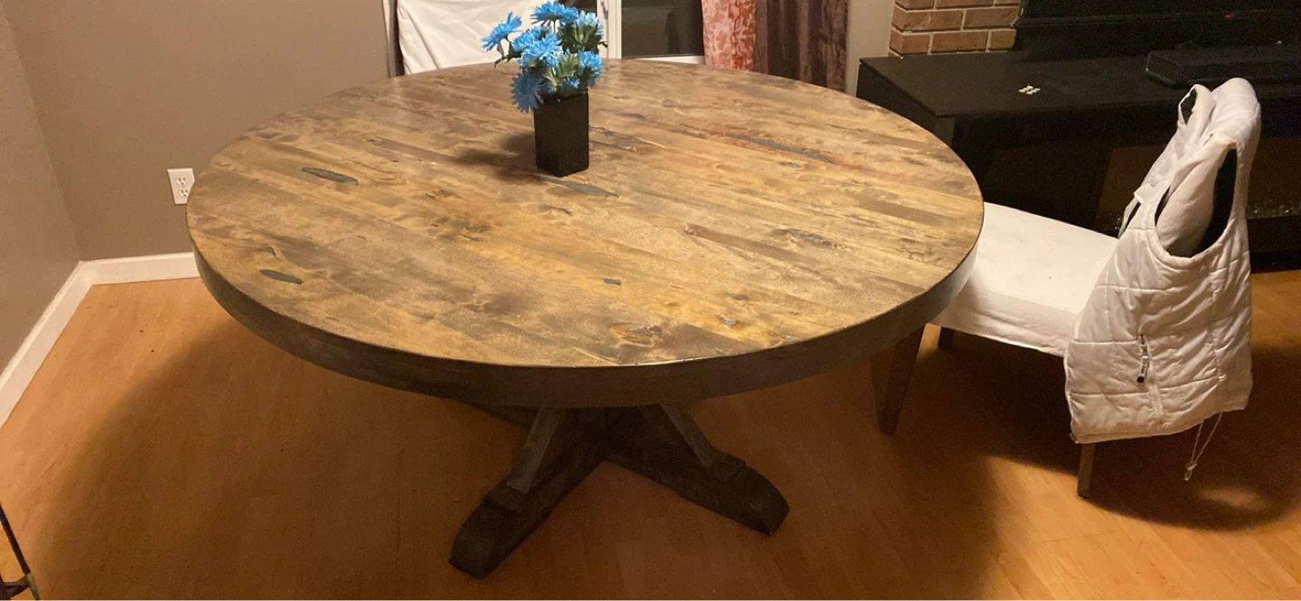 Wooden Round Dining Table with Pedestal Base - photo 5