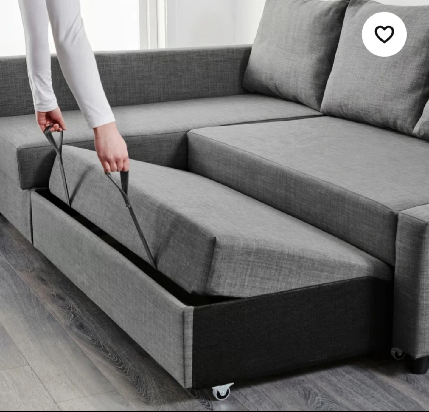 Grey Sectional Sofa Bed with Storage