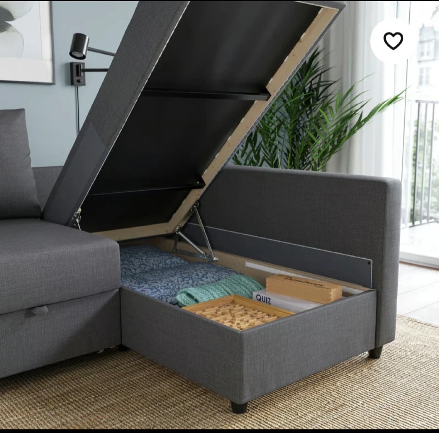 Grey Sectional Sofa Bed with Storage - photo 2