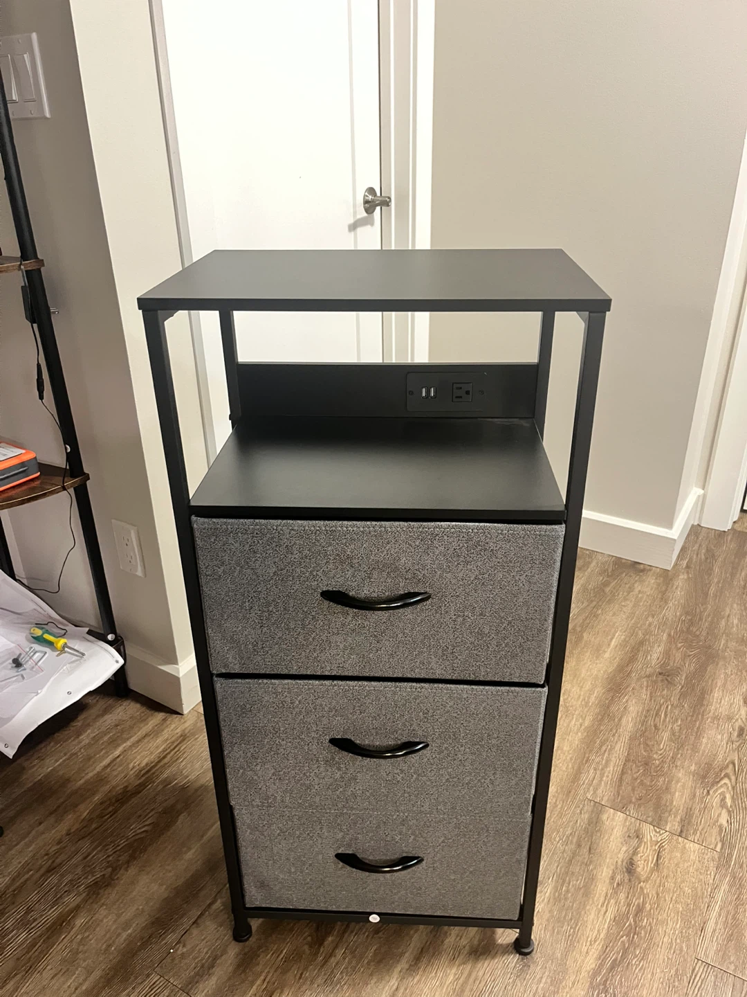 Storage Unit with Built-in Outlet and USB Ports