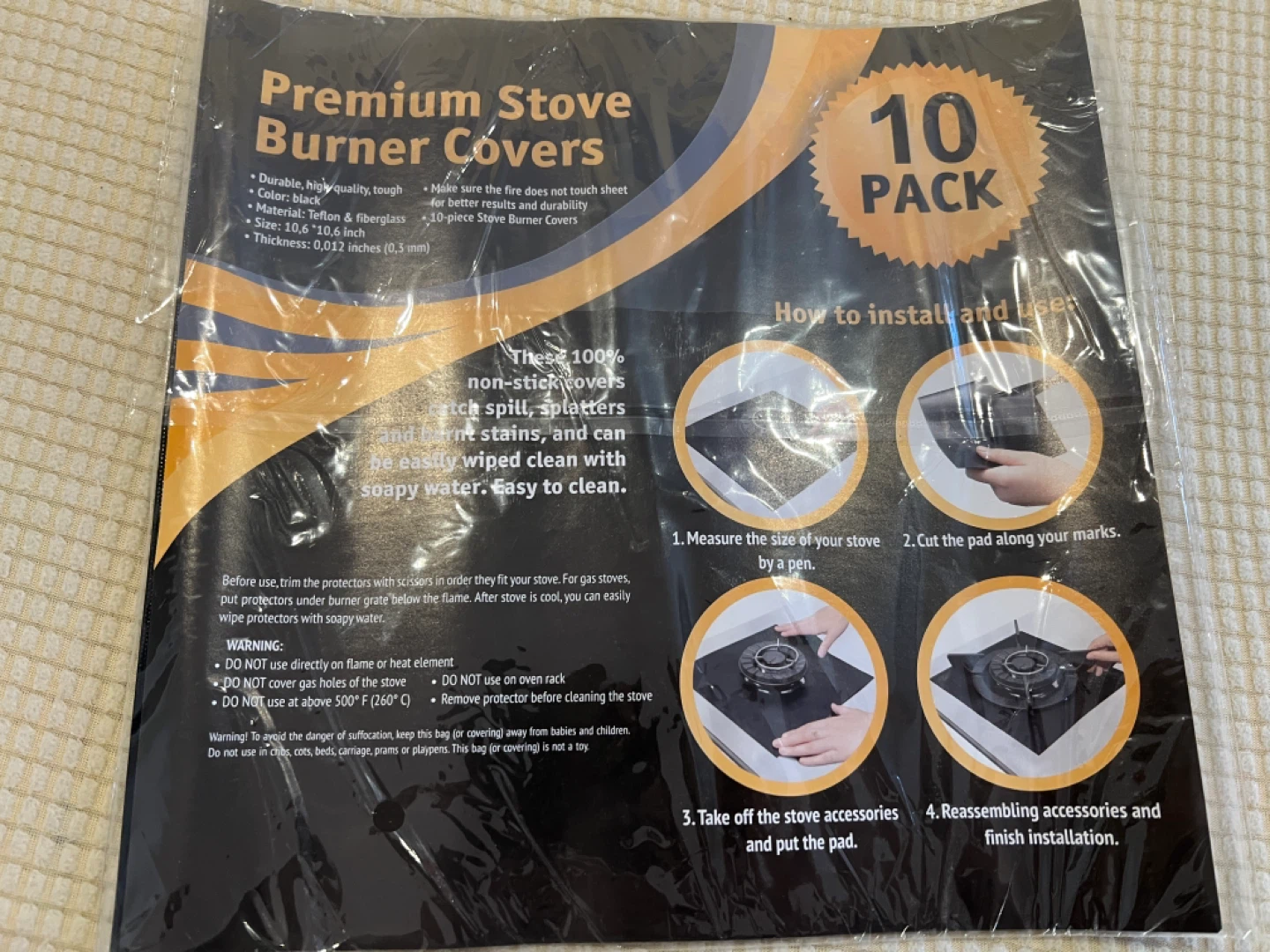 100%NEW GasStoveProtector StoveBurnerLiners Orig$23 NOW$10