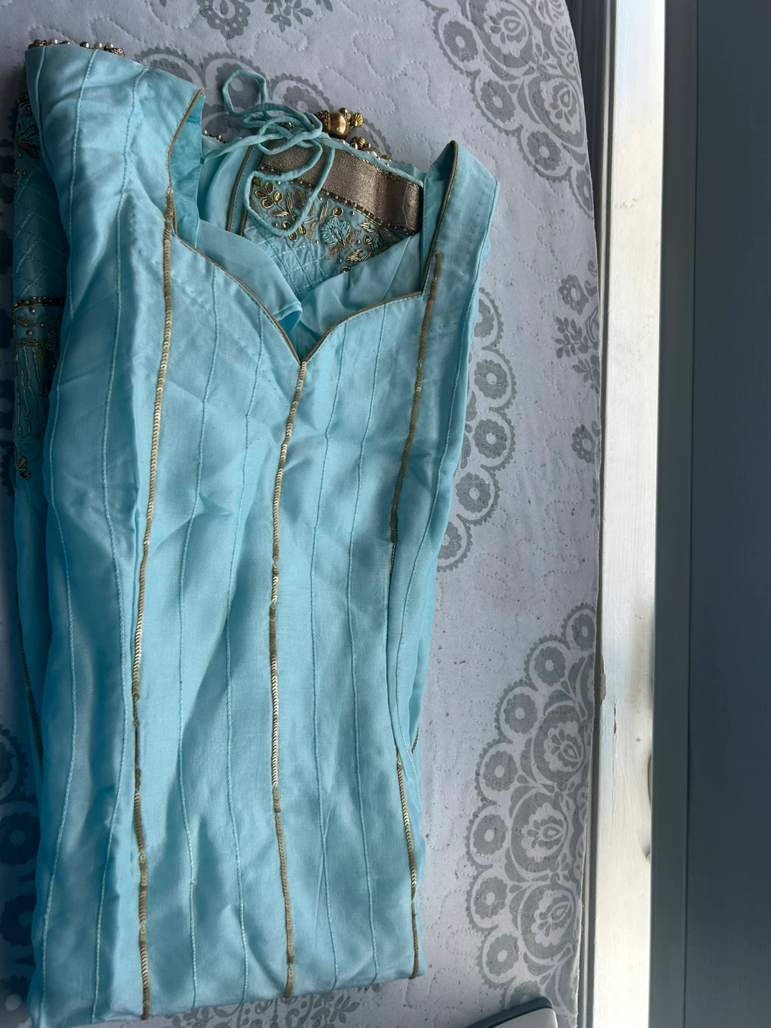 Light Blue Embroidered Women's Shalwar Kameez - photo 5