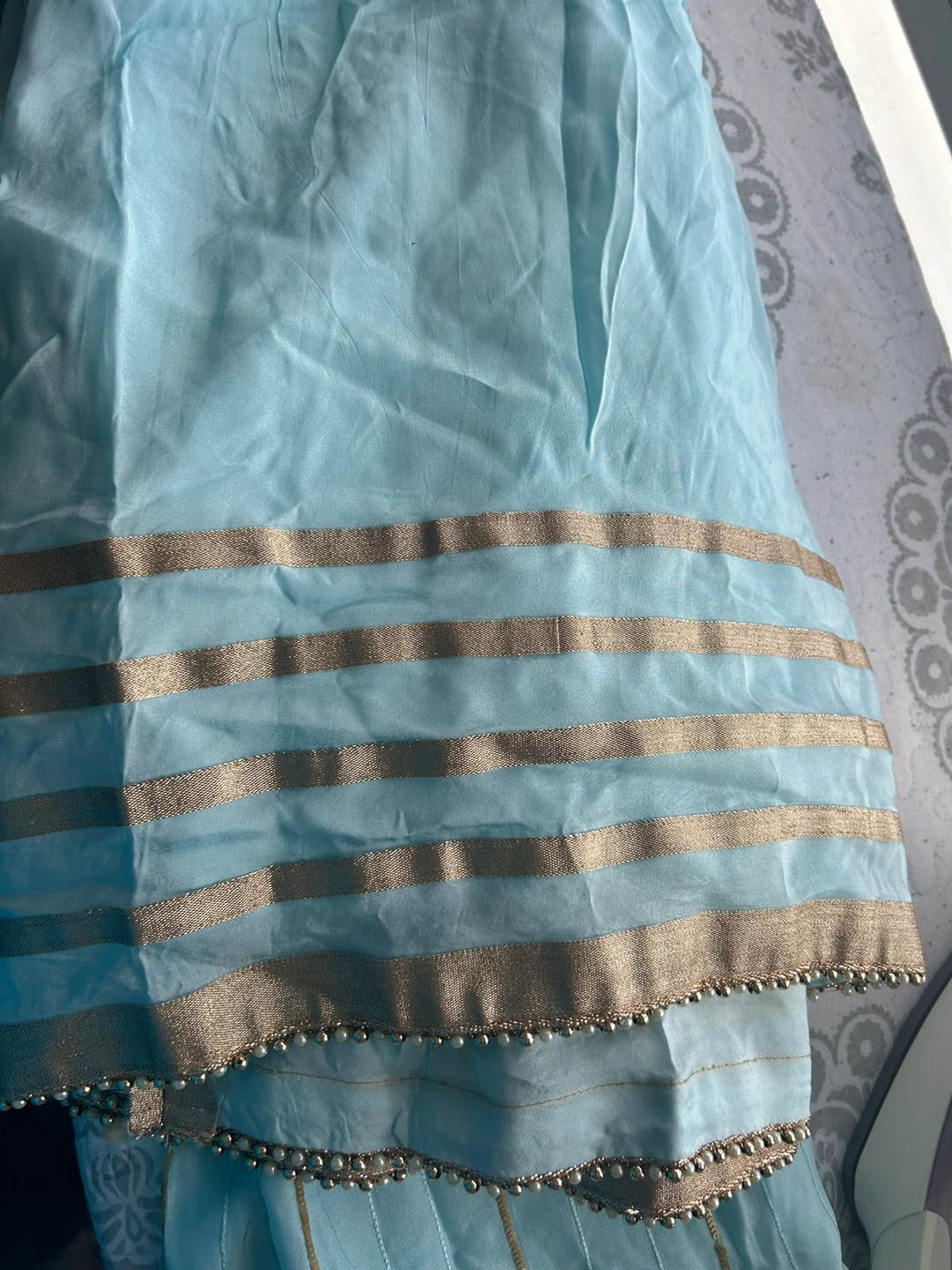 Light Blue Embroidered Women's Shalwar Kameez - photo 2