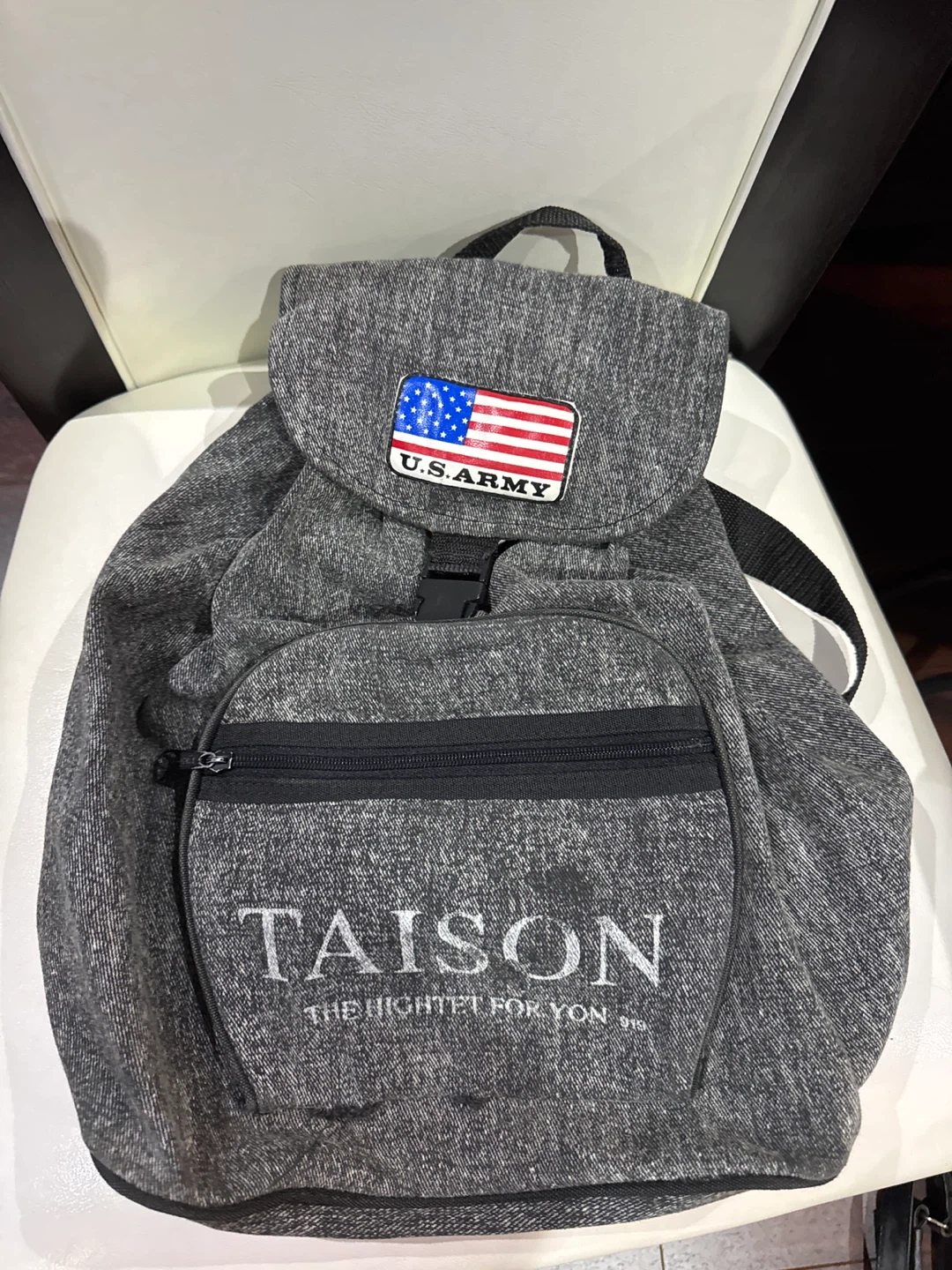 Taison Grey Backpack with U.S. Army Patch