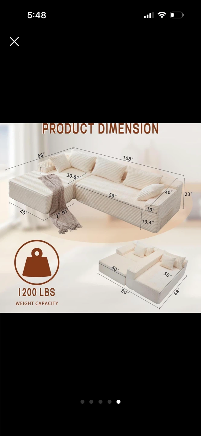 Modular Sectional Couch with Ottoman - photo 2