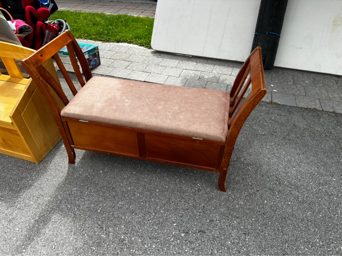 Wooden Storage Bench with Padded Seat