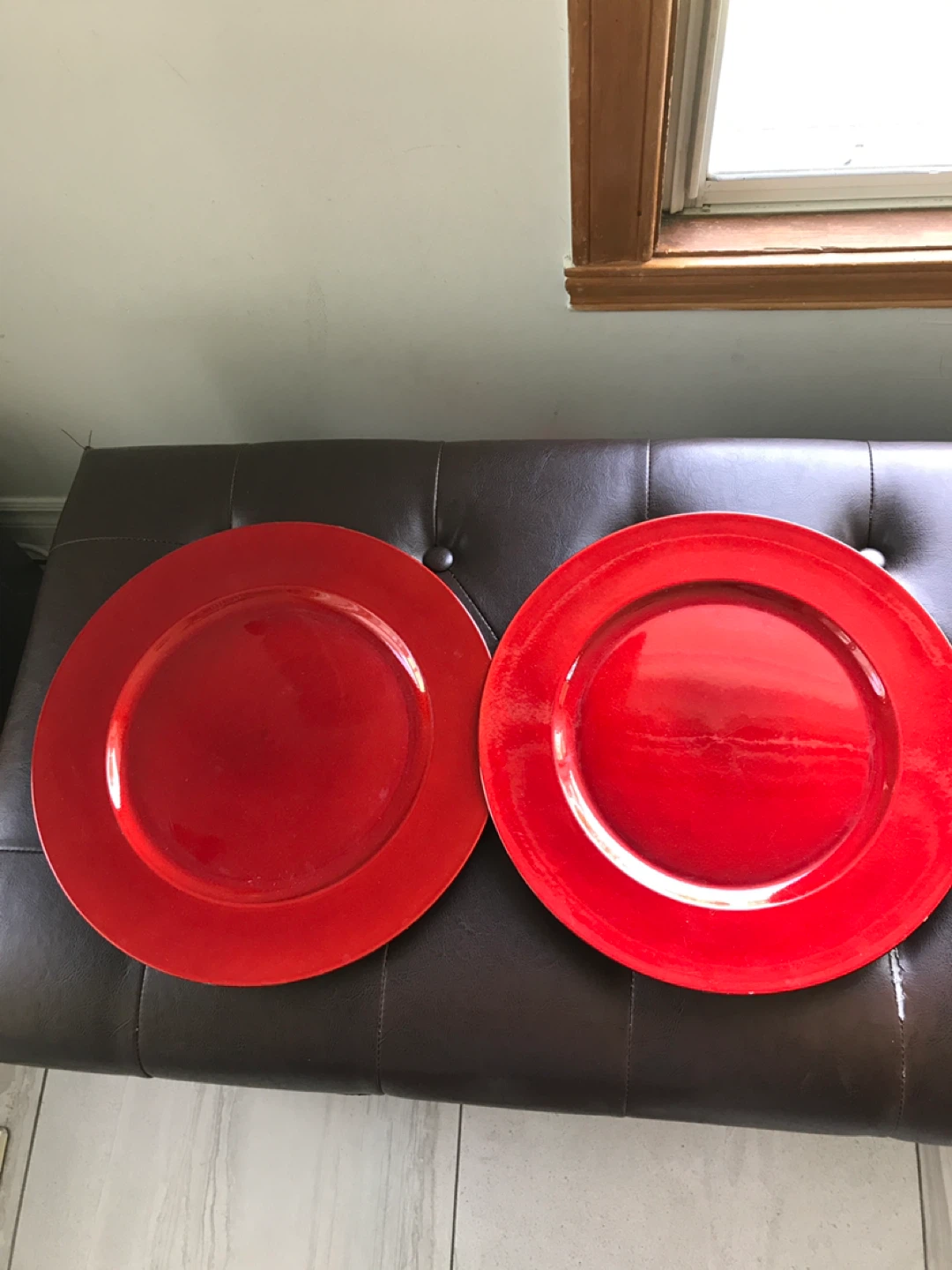 2 Red Charger Plates