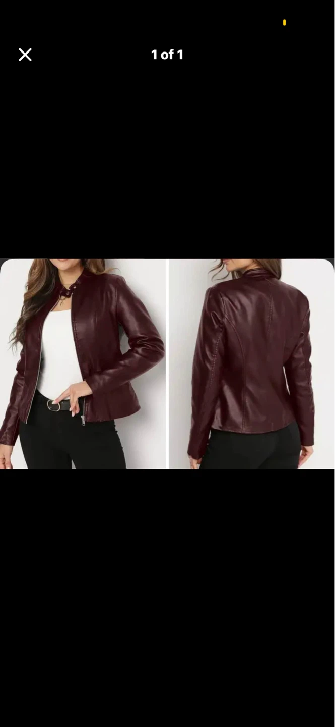 Plus size Women's Burgundy Faux Leather Jacket size 2XL